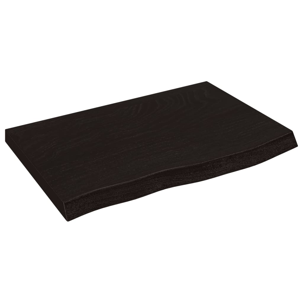 sötétbarna kezelt tömör tölgyfa asztallap 60x40x(2-4) cm