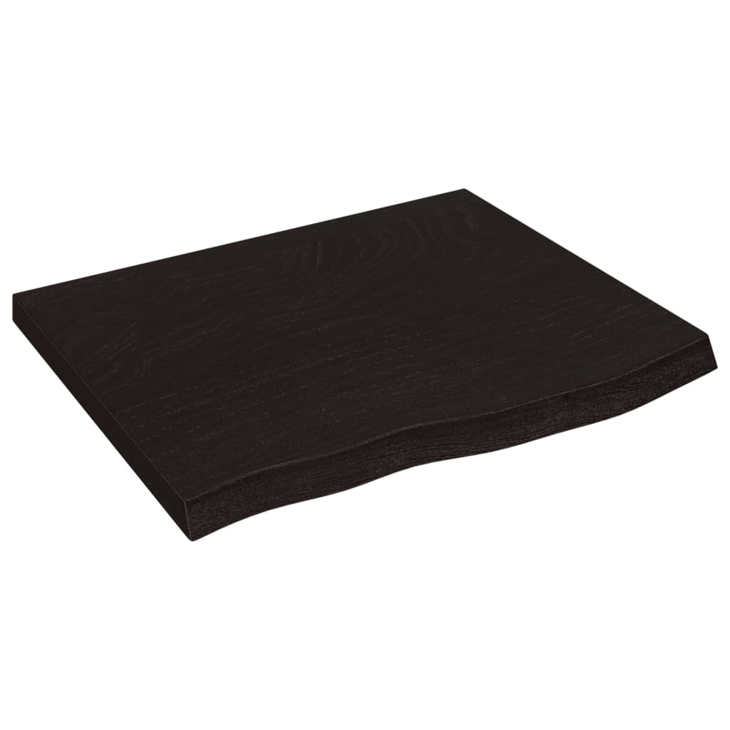 sötétbarna kezelt tömör tölgyfa asztallap 60x50x(2-4) cm