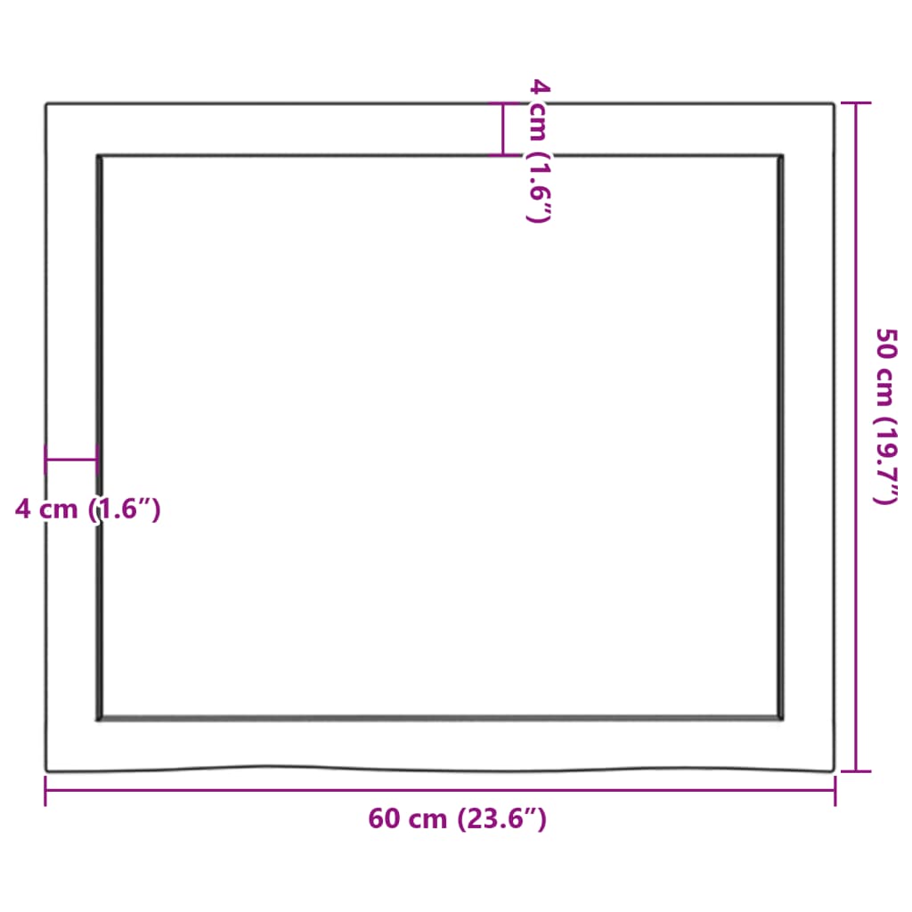 sötétbarna kezelt tömör tölgyfa asztallap 60x50x(2-6) cm