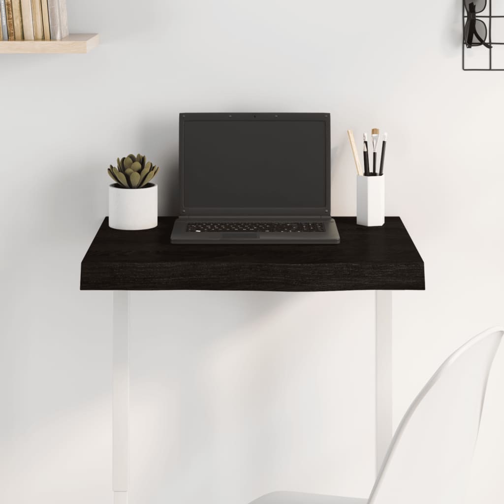 sötétbarna kezelt tömör tölgyfa asztallap 60x50x(2-6) cm