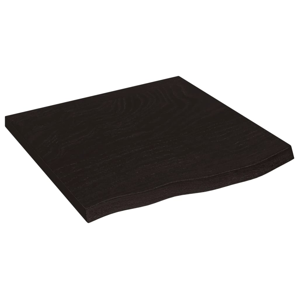 sötétbarna kezelt tömör tölgyfa asztallap 60x60x(2-4) cm