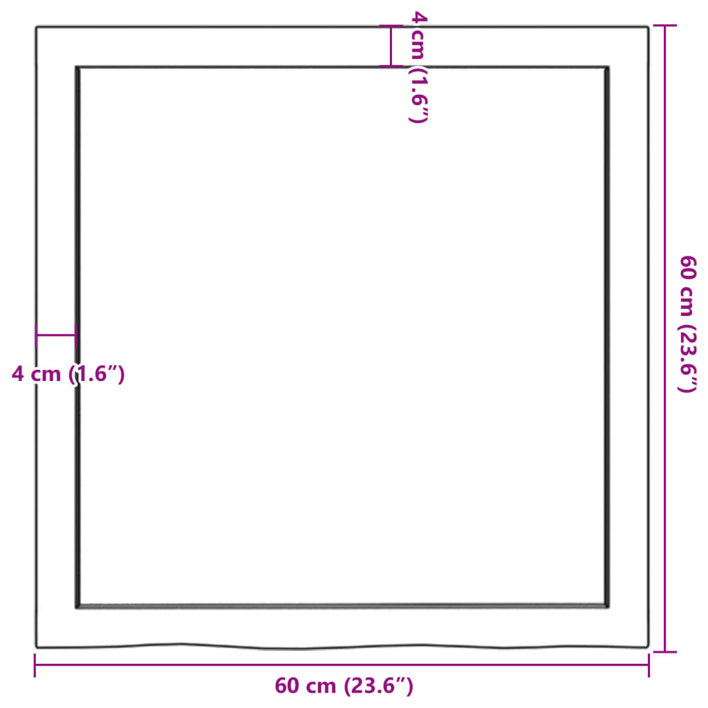 sötétbarna kezelt tömör tölgyfa asztallap 60x60x(2-6) cm