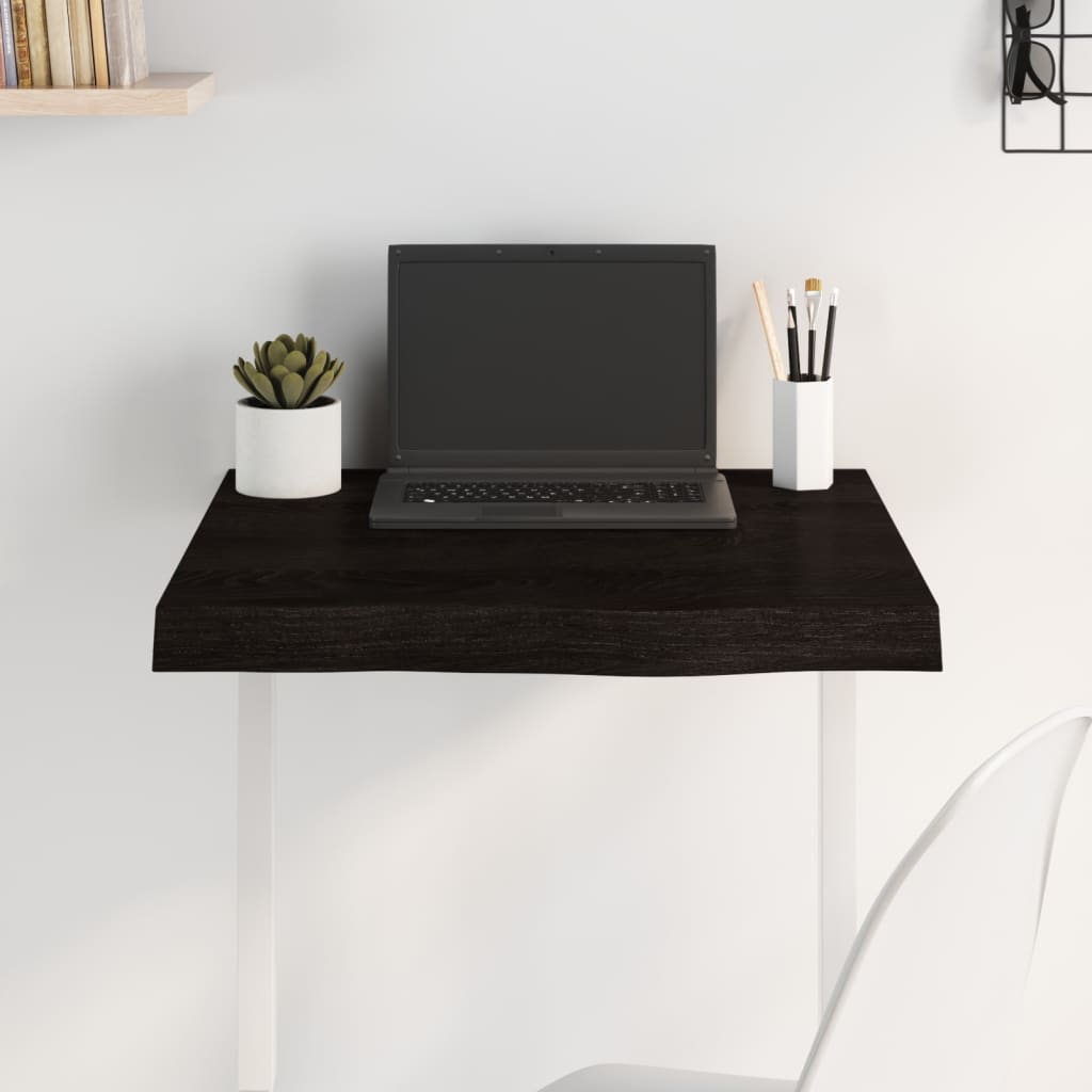 sötétbarna kezelt tömör tölgyfa asztallap 60x60x(2-6) cm
