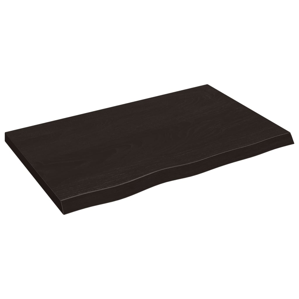 sötétbarna kezelt tömör tölgyfa asztallap 80x50x(2-4) cm