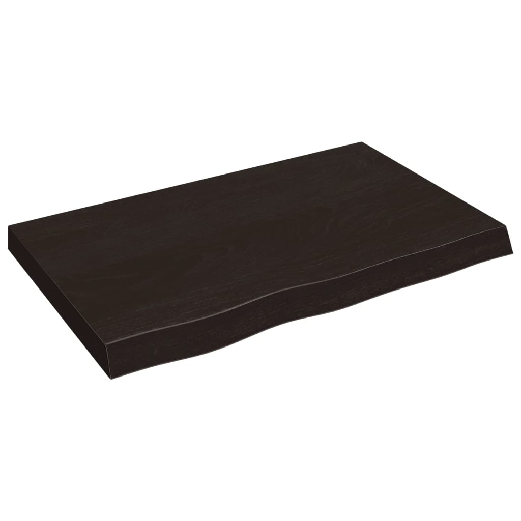 sötétbarna kezelt tömör tölgyfa asztallap 80x50x(2-6) cm