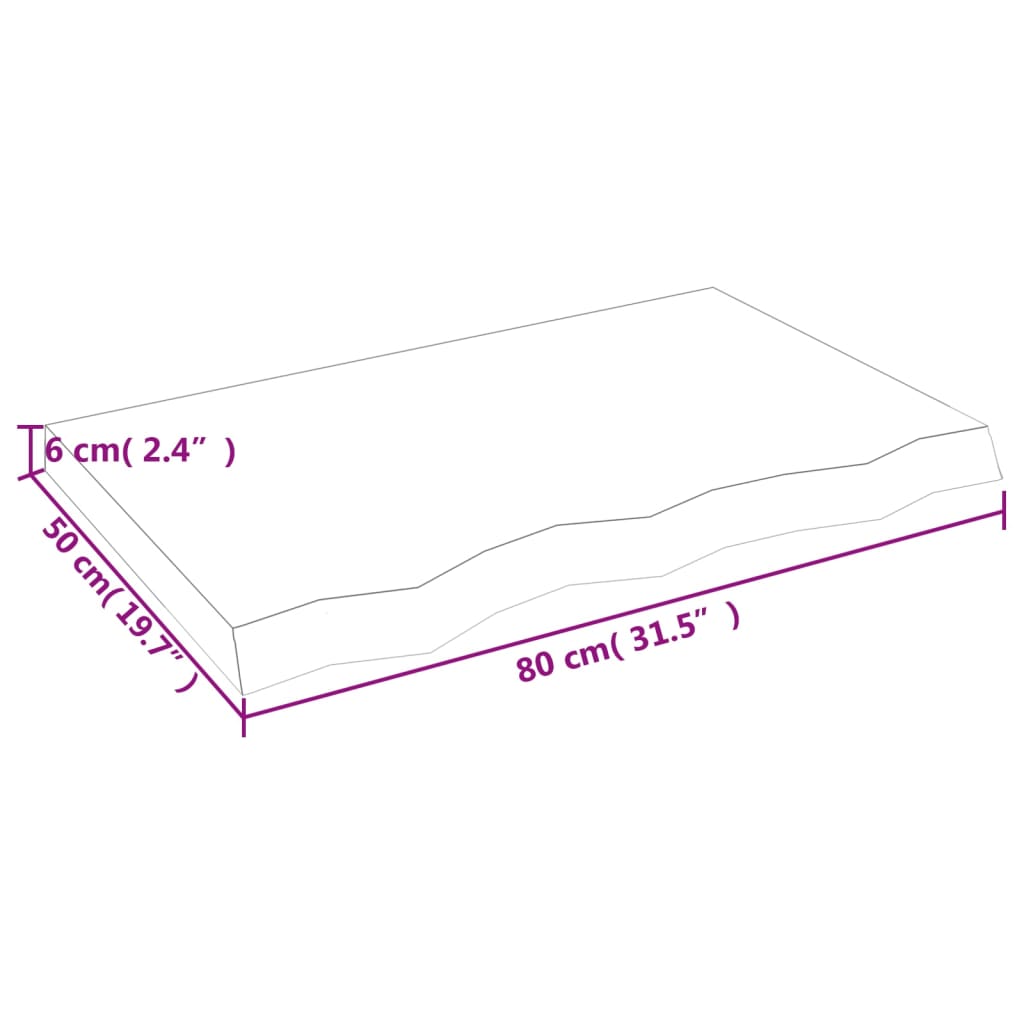 sötétbarna kezelt tömör tölgyfa asztallap 80x50x(2-6) cm