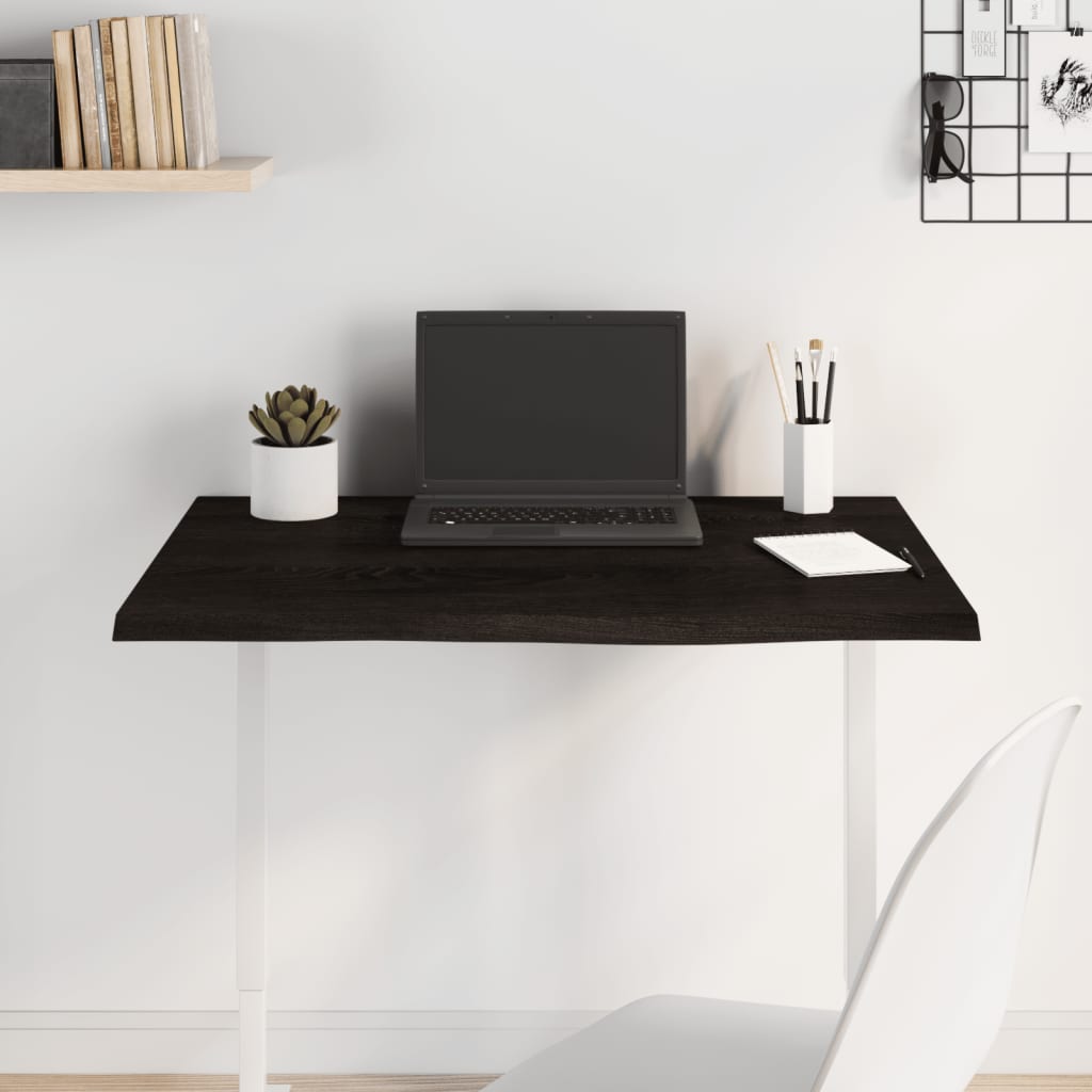sötétbarna kezelt tömör tölgyfa asztallap 80x60x2 cm