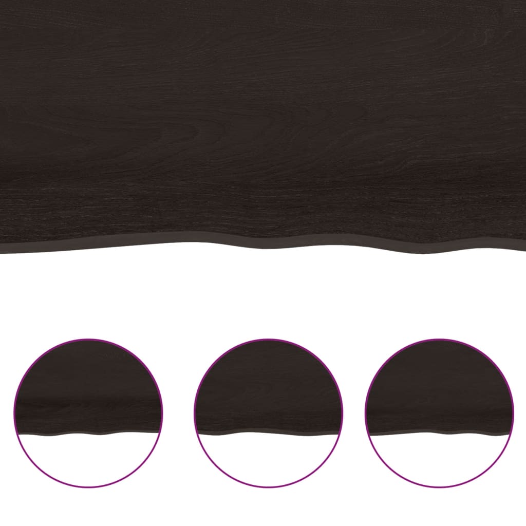 sötétbarna kezelt tömör tölgyfa asztallap 80x60x(2-6) cm