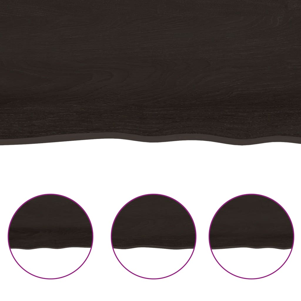 sötétbarna kezelt tömör tölgyfa asztallap 100x50x(2-4) cm