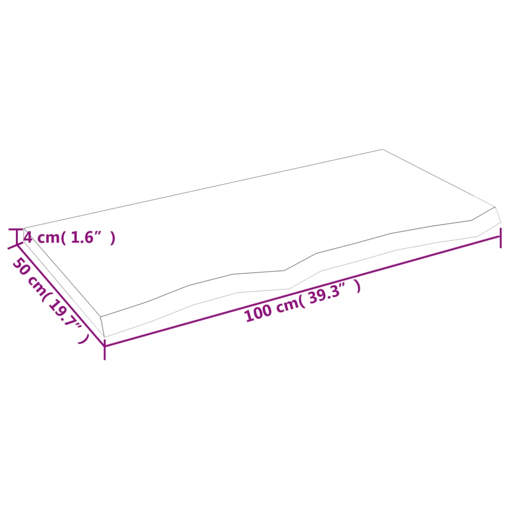 sötétbarna kezelt tömör tölgyfa asztallap 100x50x(2-4) cm