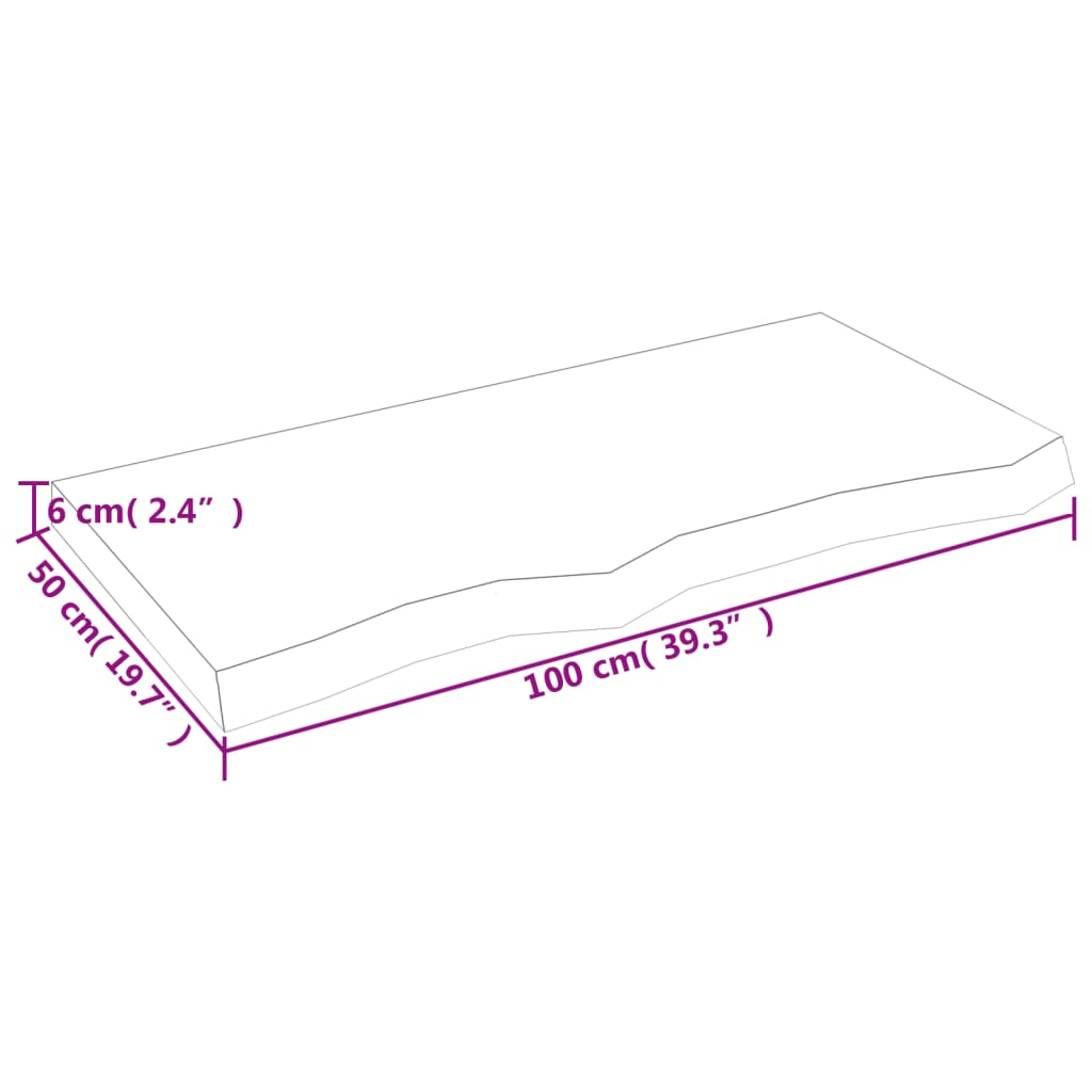 sötétbarna kezelt tömör tölgyfa asztallap 100x50x(2-6) cm