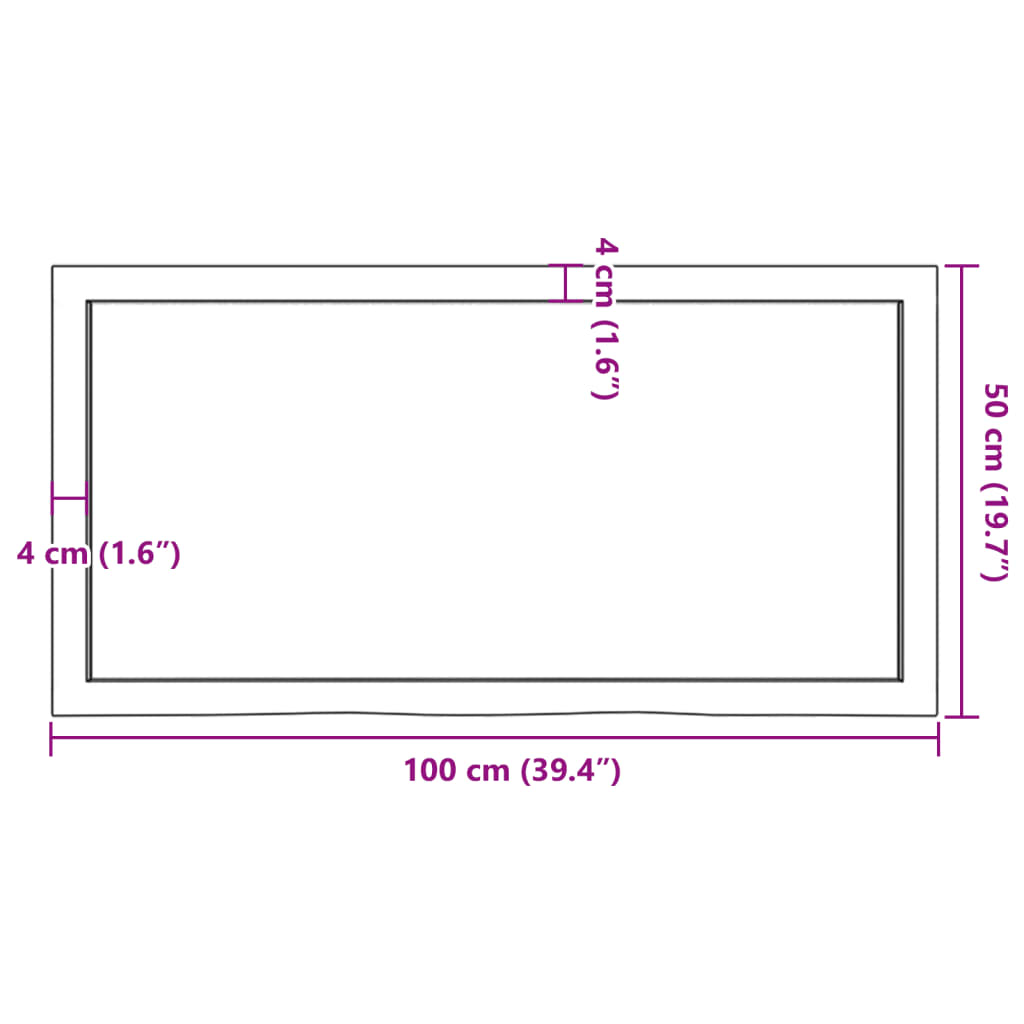 sötétbarna kezelt tömör tölgyfa asztallap 100x50x(2-6) cm