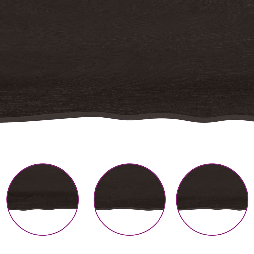 sötétbarna kezelt tömör tölgyfa asztallap 100x60x(2-4) cm
