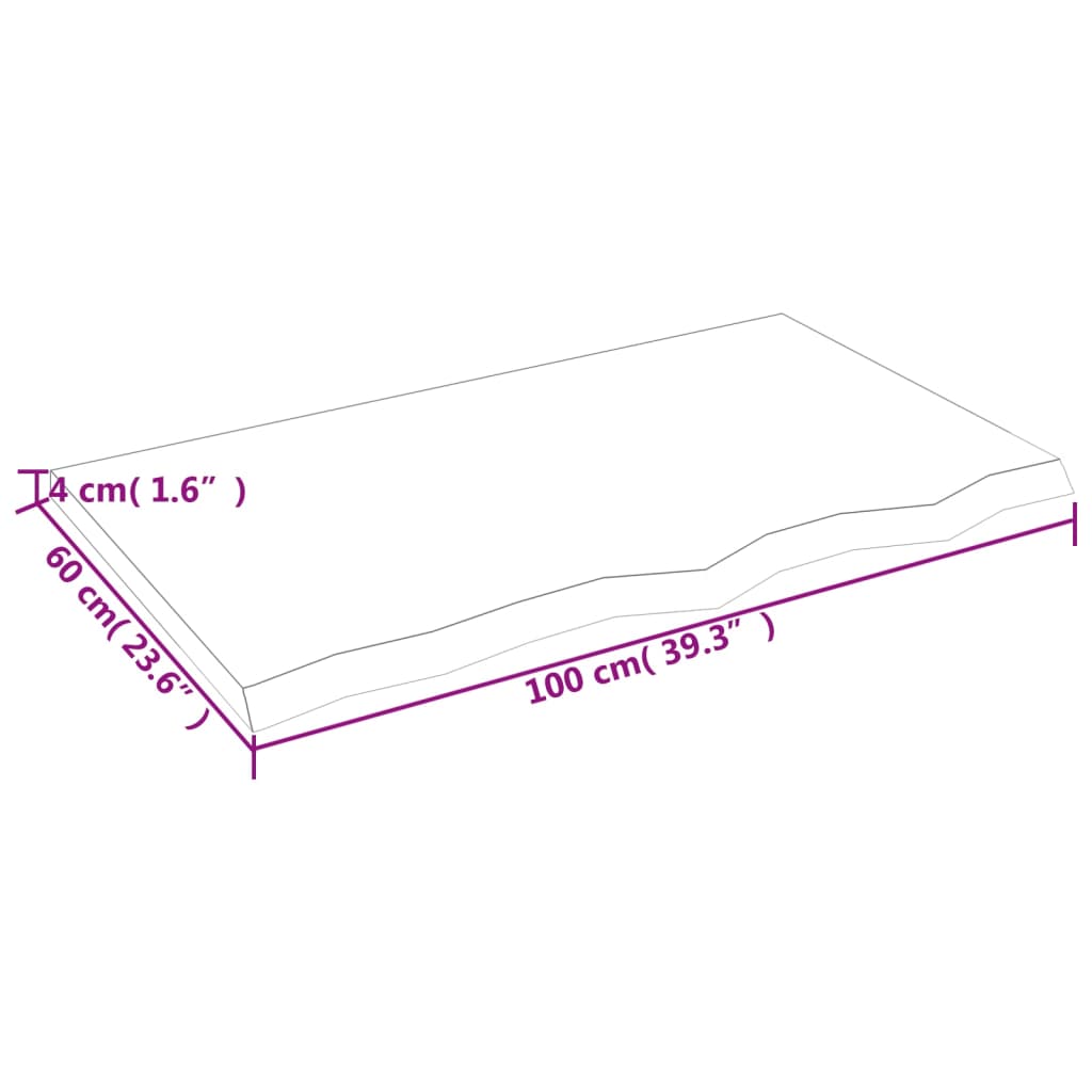 sötétbarna kezelt tömör tölgyfa asztallap 100x60x(2-4) cm