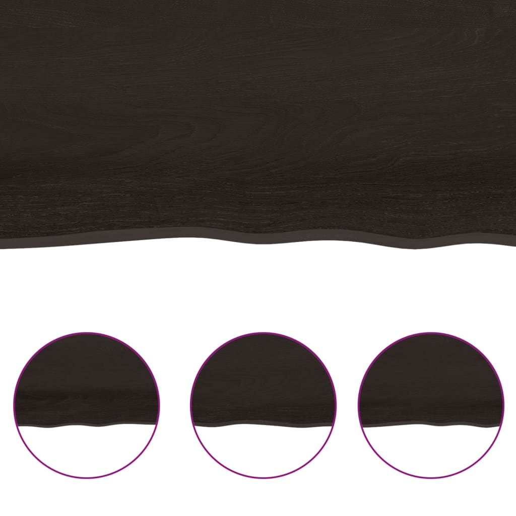 sötétbarna kezelt tömör tölgyfa asztallap 100x60x(2-6) cm