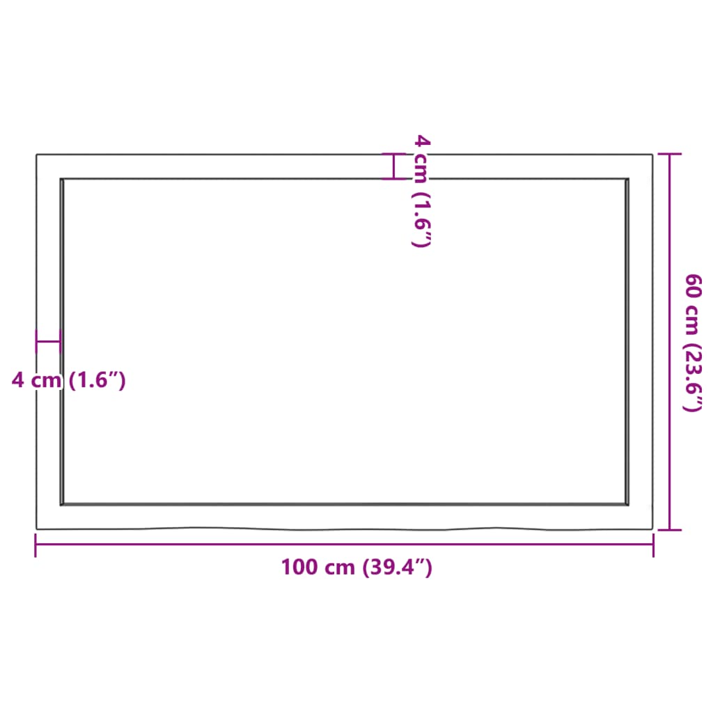 sötétbarna kezelt tömör tölgyfa asztallap 100x60x(2-6) cm