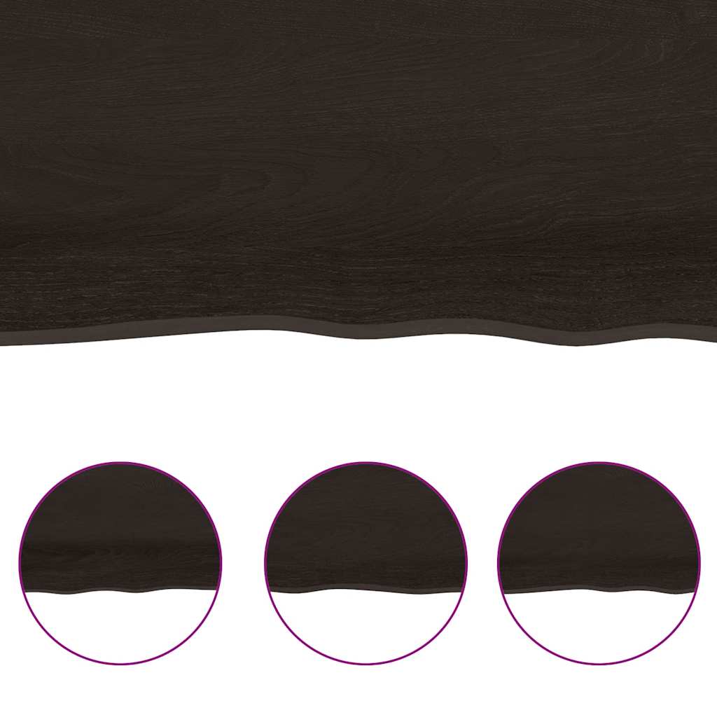 sötétbarna kezelt tömör tölgyfa asztallap 120x40x(2-4) cm