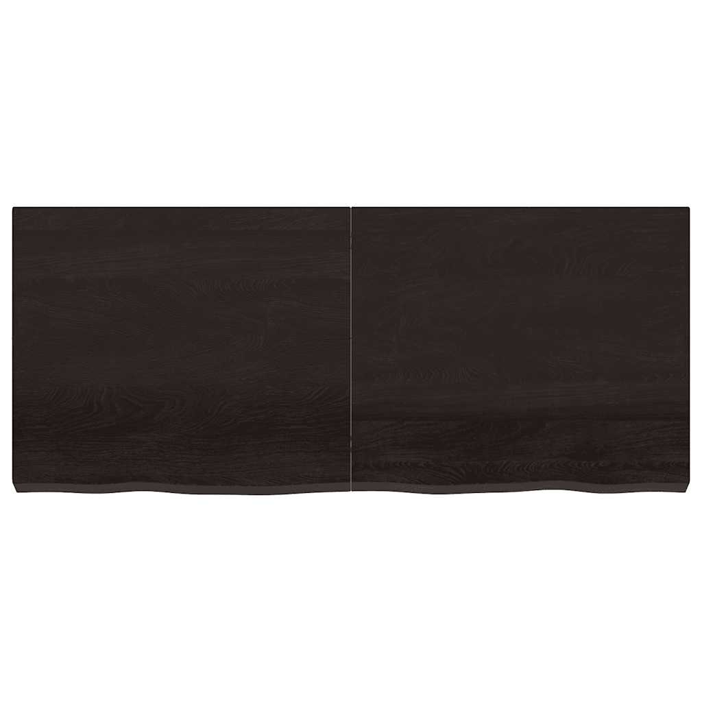 sötétbarna kezelt tömör tölgyfa asztallap 140x60x(2-6) cm