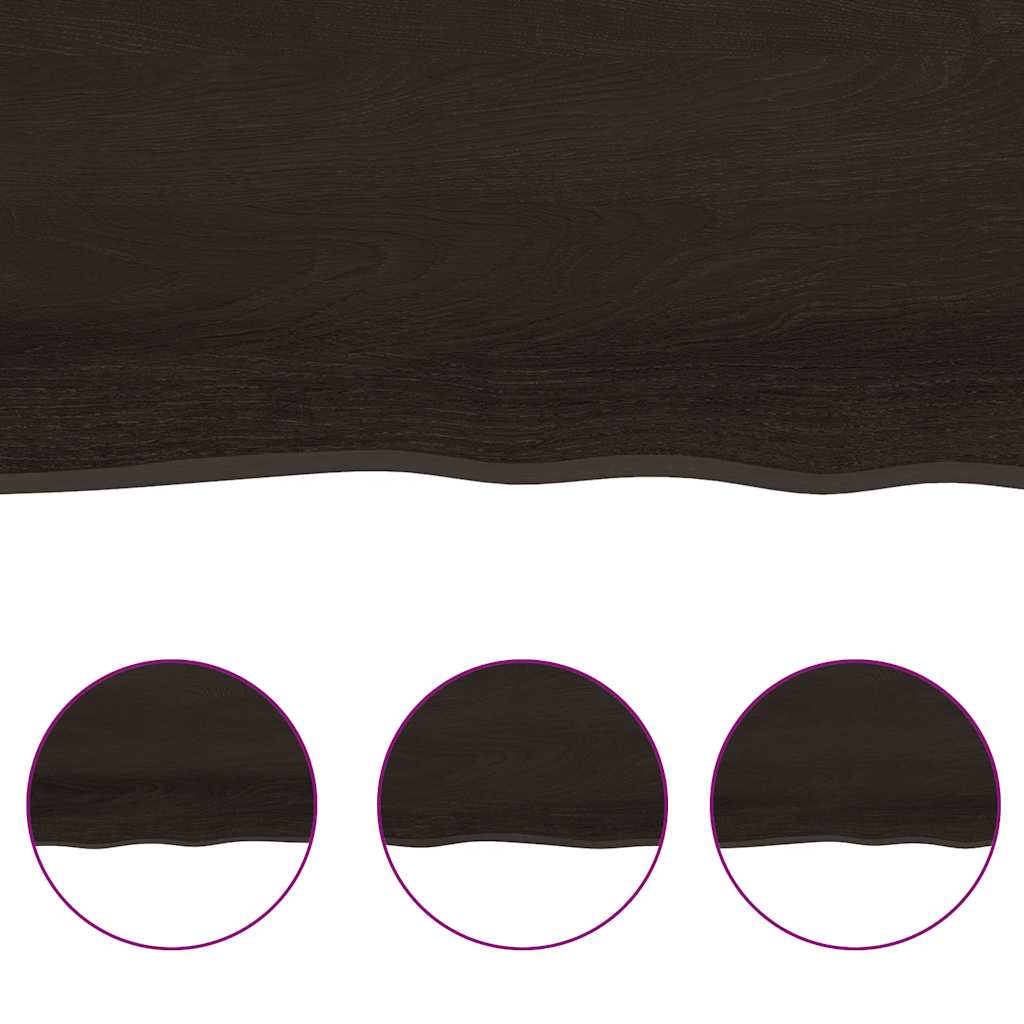 sötétbarna kezelt tömör tölgyfa asztallap 180x50x(2-6) cm