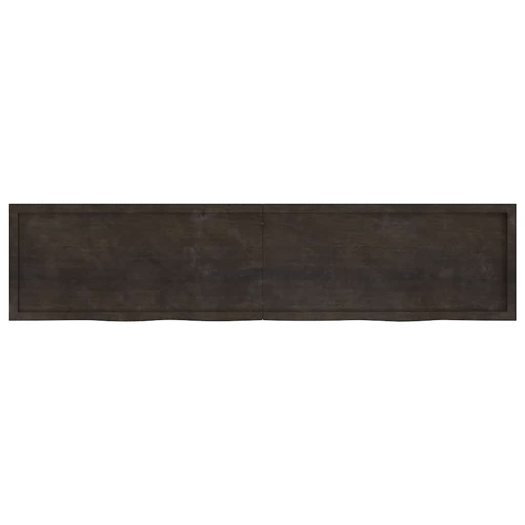 sötétbarna kezelt tömör tölgyfa asztallap 220x50x(2-6) cm