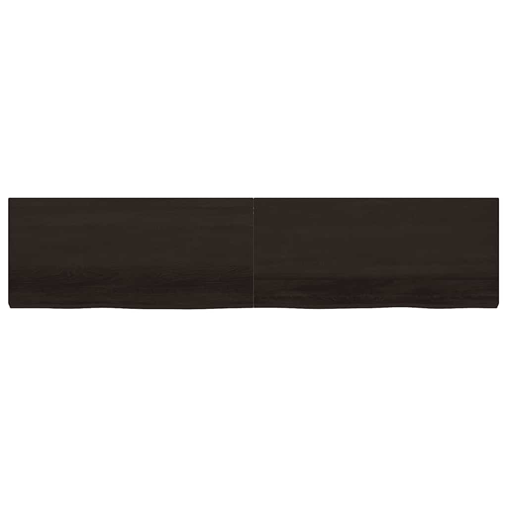 sötétbarna kezelt tömör tölgyfa asztallap 220x50x(2-6) cm