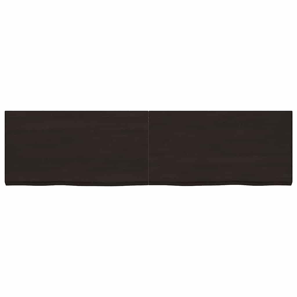 sötétbarna kezelt tömör tölgyfa asztallap 220x60x(2-6) cm