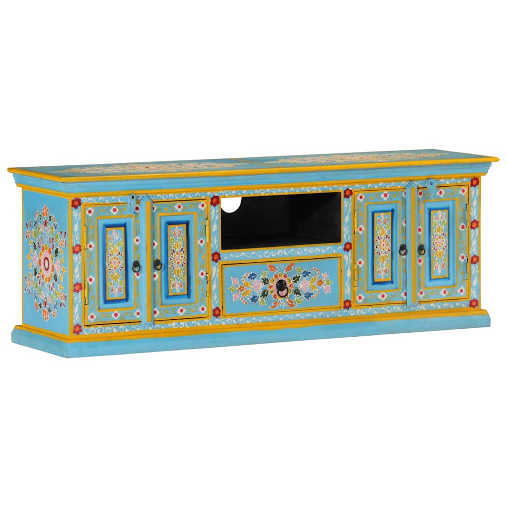 kék tömör mangófa TV-szekrény 110 x 30 x 40 cm