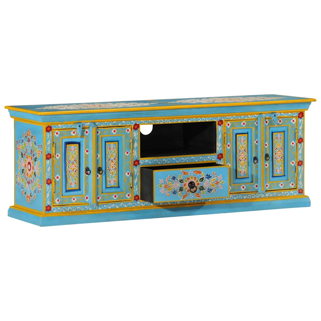 kék tömör mangófa TV-szekrény 110 x 30 x 40 cm