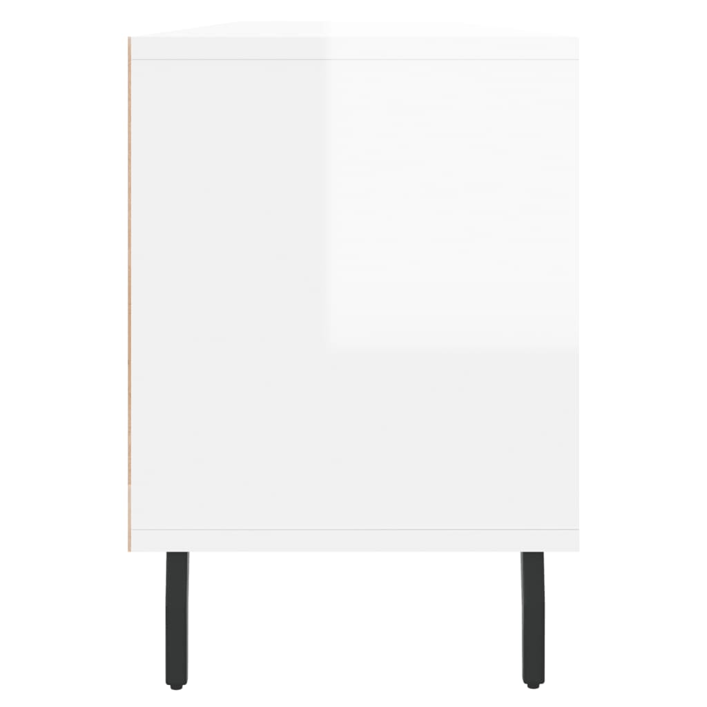 magasfényű fehér szerelt fa TV-szekrény 150 x 30 x 44,5 cm