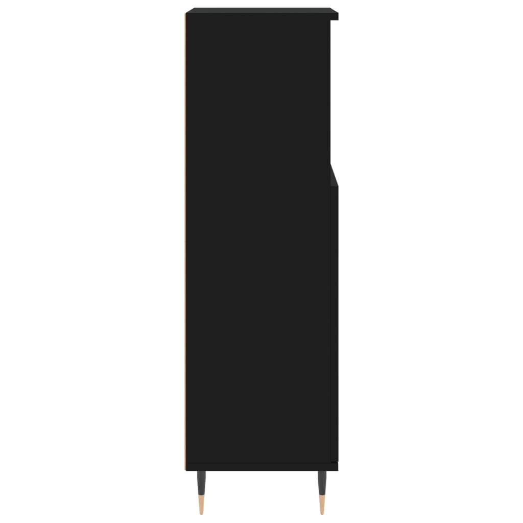 fekete szerelt fa fürdőszobaszekrény 30 x 30 x 100 cm