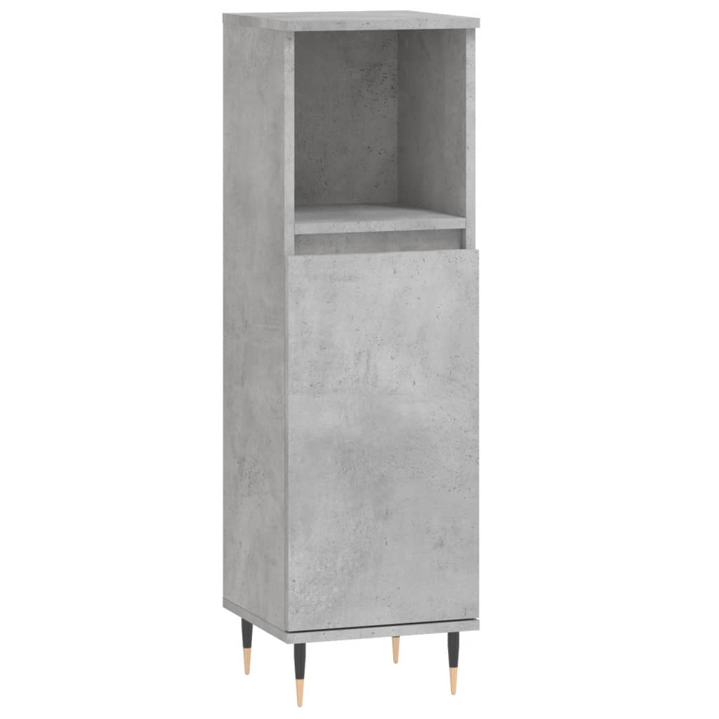 betonszürke szerelt fa fürdőszobaszekrény 30 x 30 x 100 cm