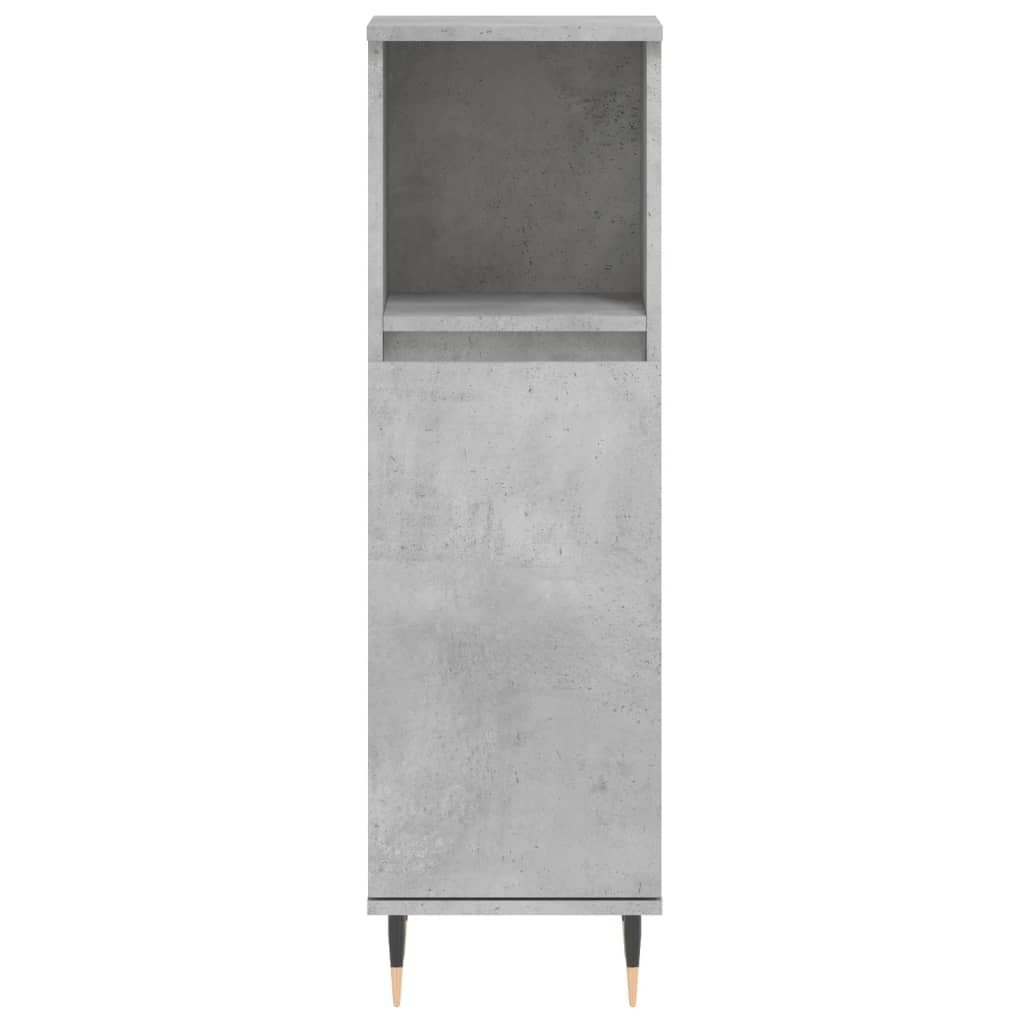 betonszürke szerelt fa fürdőszobaszekrény 30 x 30 x 100 cm