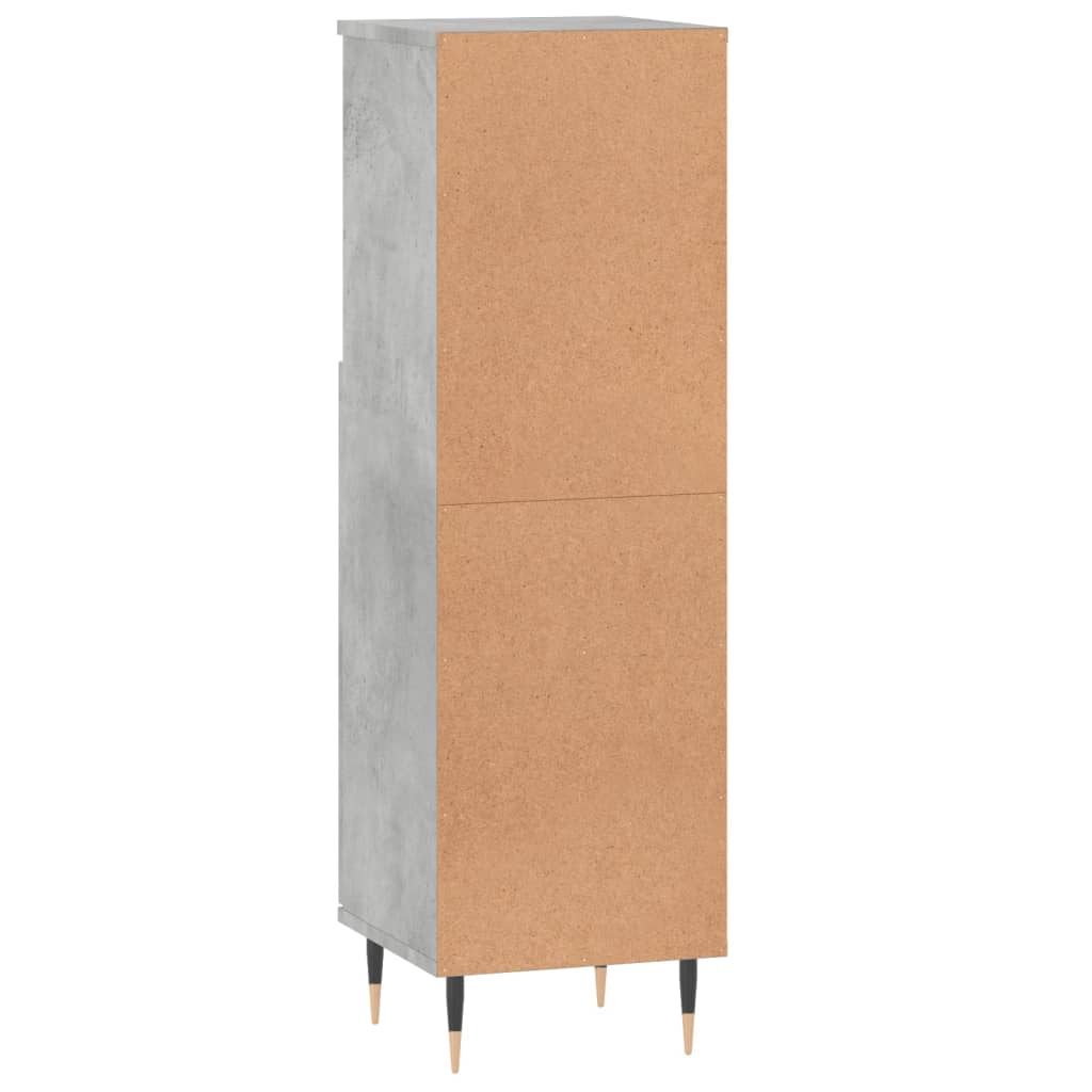betonszürke szerelt fa fürdőszobaszekrény 30 x 30 x 100 cm