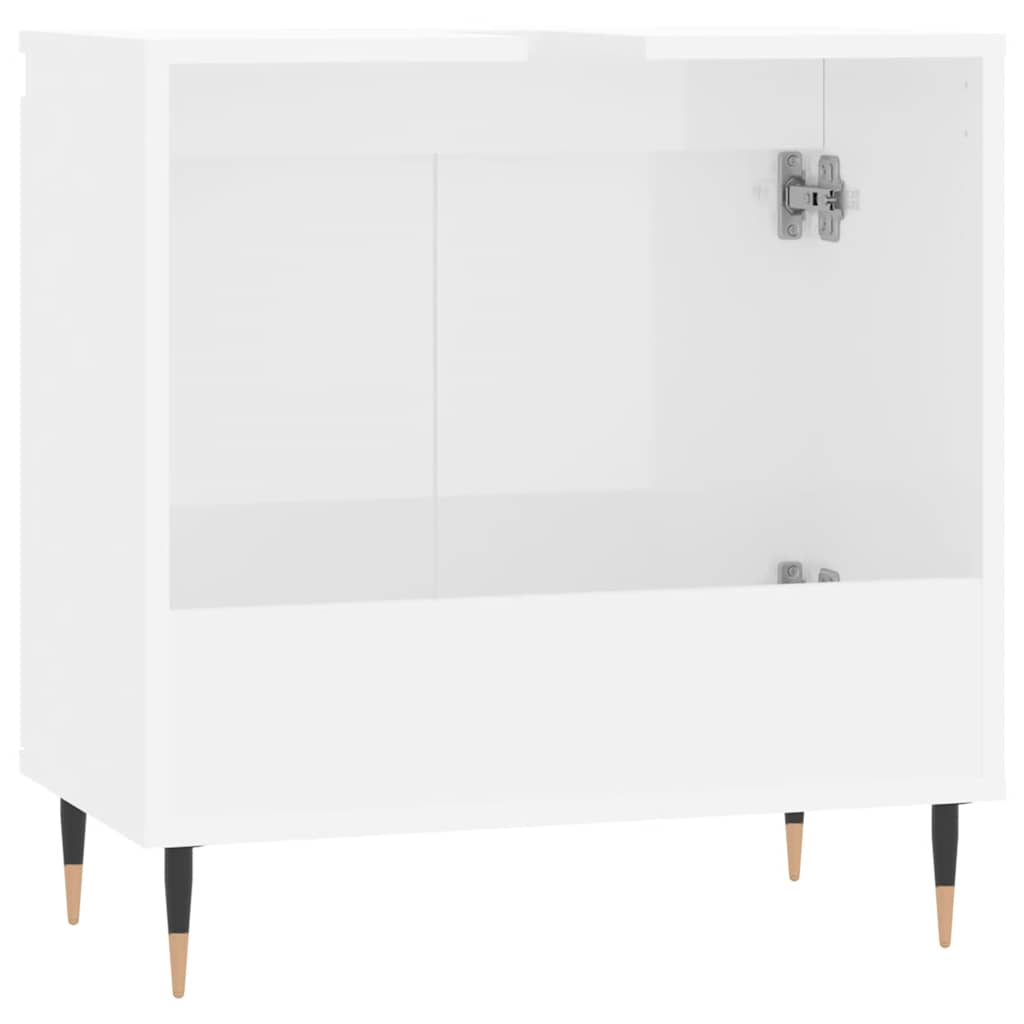 magasfényű fehér szerelt fa fürdőszobaszekrény 58 x 33 x 60 cm