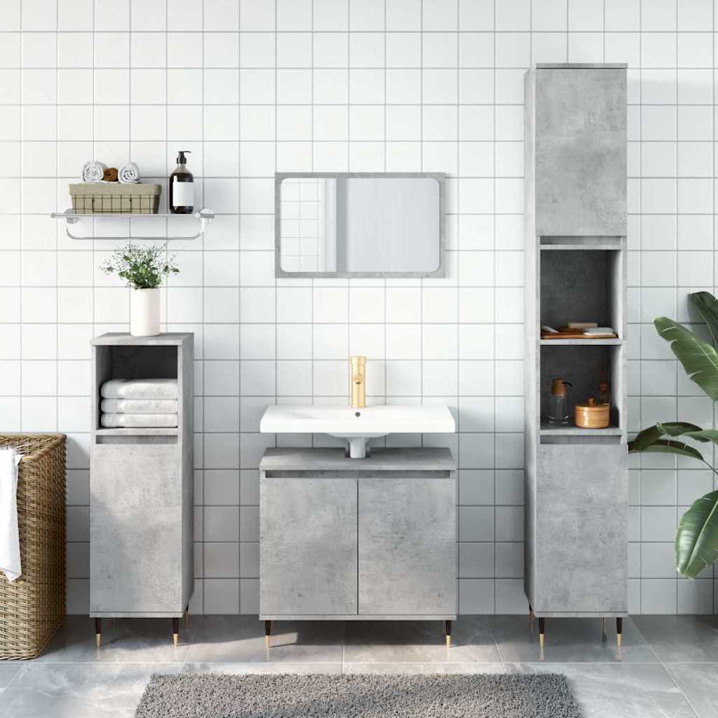 betonszürke szerelt fa fürdőszobaszekrény 58x33x60 cm