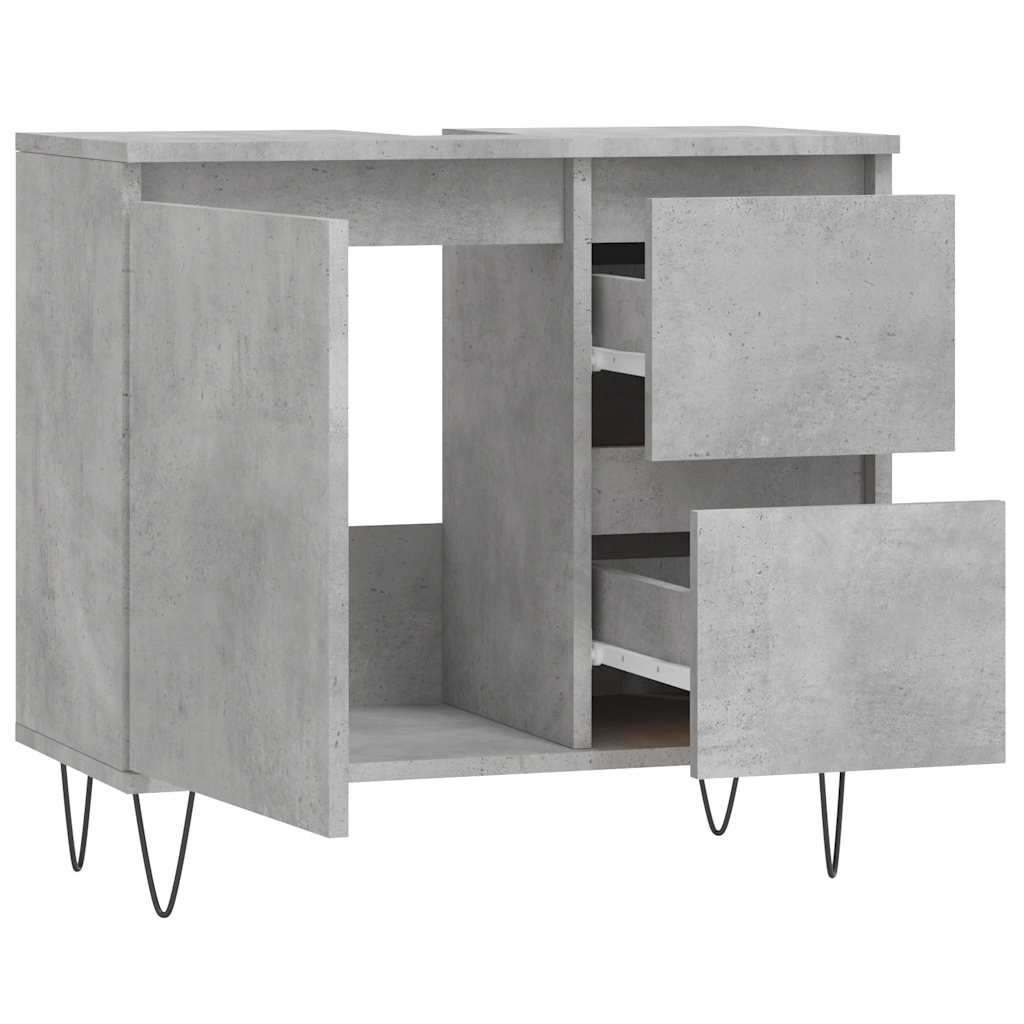 betonszürke szerelt fa fürdőszobaszekrény 65 x 33 x 60 cm