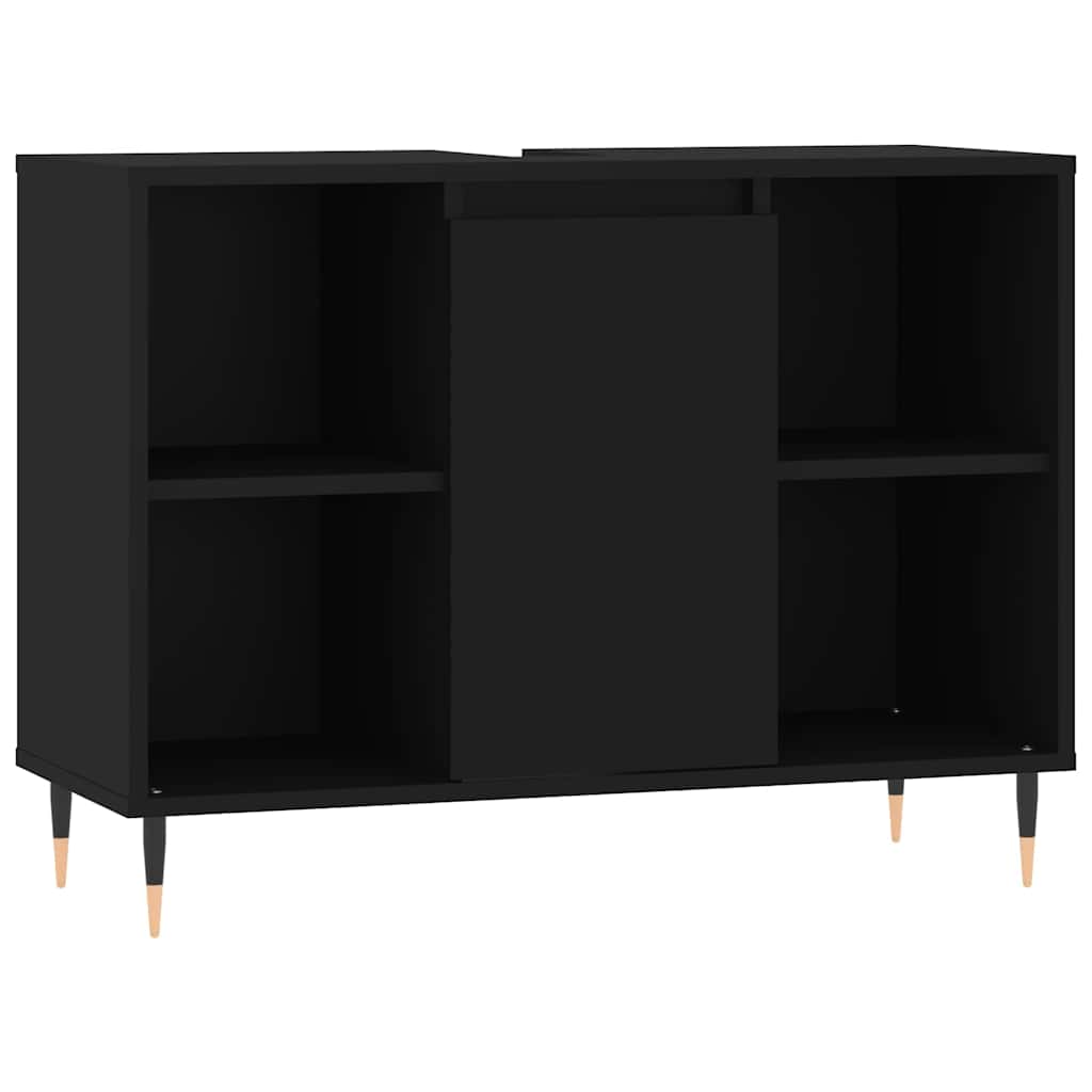 fekete szerelt fa mosdószekrény 80 x 33 x 60 cm