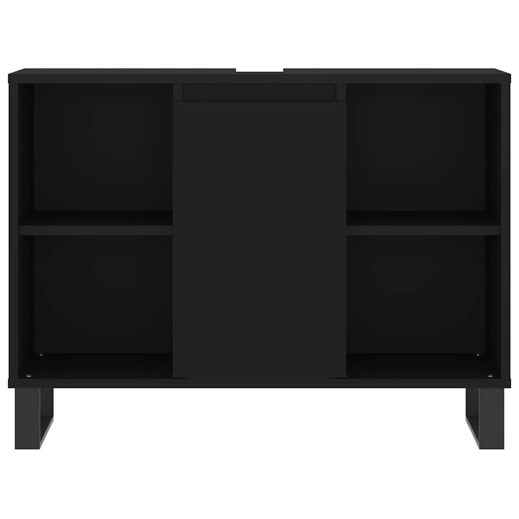 fekete szerelt fa mosdószekrény 80 x 33 x 60 cm
