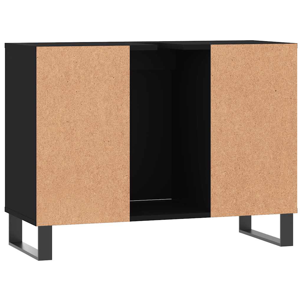fekete szerelt fa mosdószekrény 80 x 33 x 60 cm