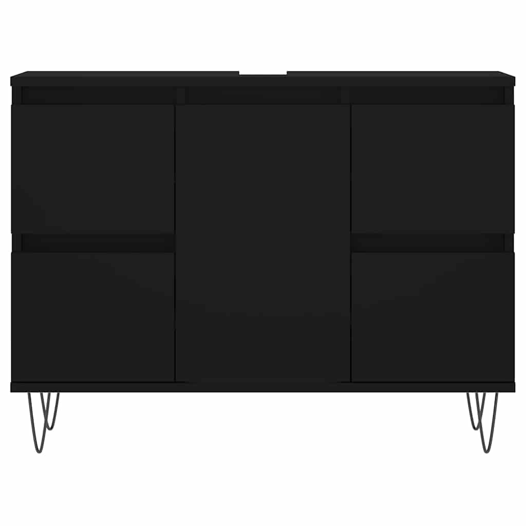 fekete szerelt fa mosdószekrény 80 x 33 x 60 cm