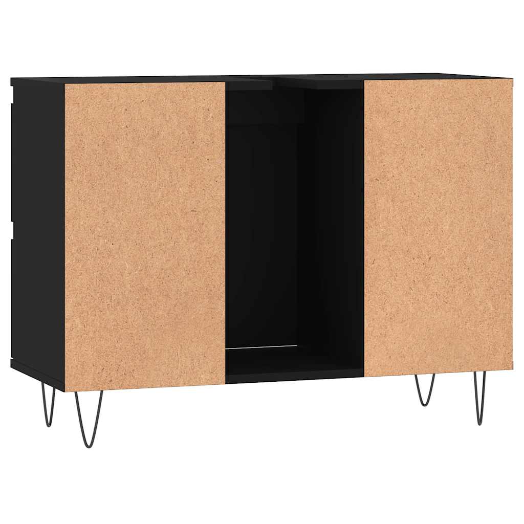 fekete szerelt fa mosdószekrény 80 x 33 x 60 cm