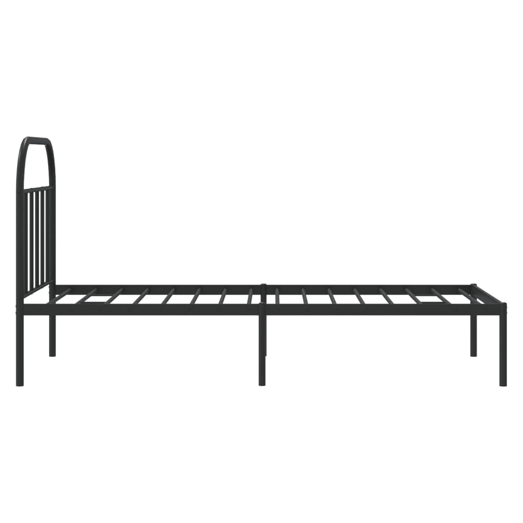 fekete fém ágykeret fejtámlával 90 x 200 cm