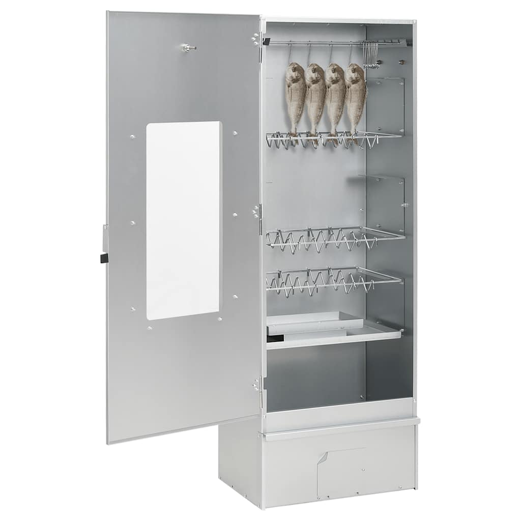 horganyzott acél BBQ füstölőkemence faaprítékkal 44,5x29x110 cm