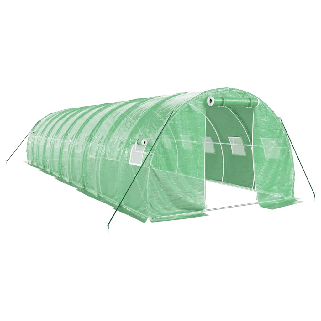 zöld acélvázas melegház 30 m² 10 x 3 x 2 m