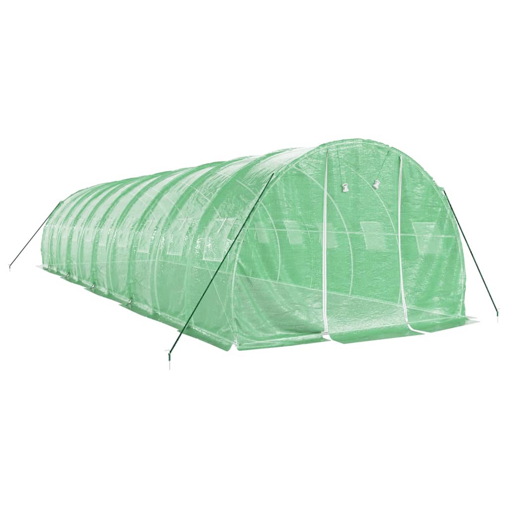zöld acélvázas melegház 30 m² 10 x 3 x 2 m
