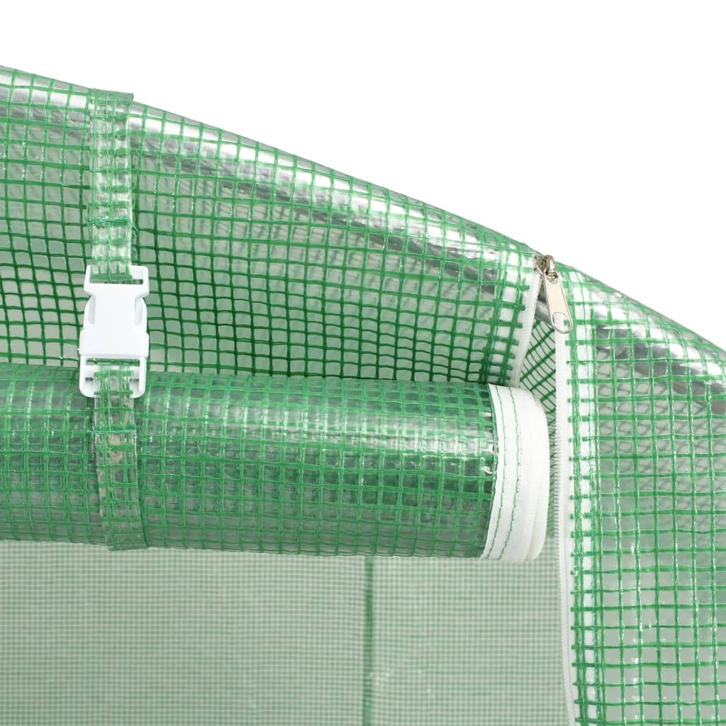 zöld acélvázas melegház 30 m² 10 x 3 x 2 m