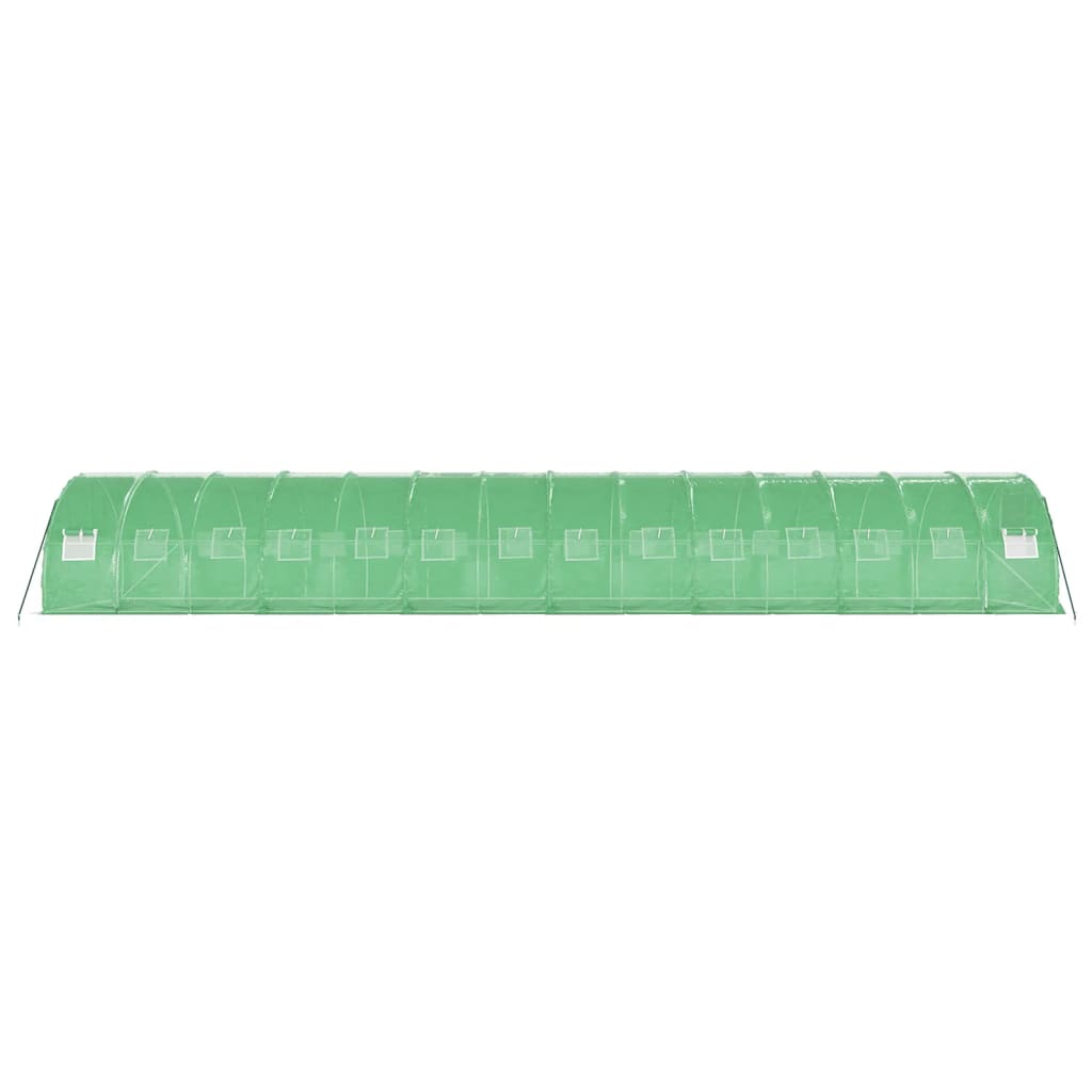zöld acélvázas melegház 42 m² 14 x 3 x 2 m
