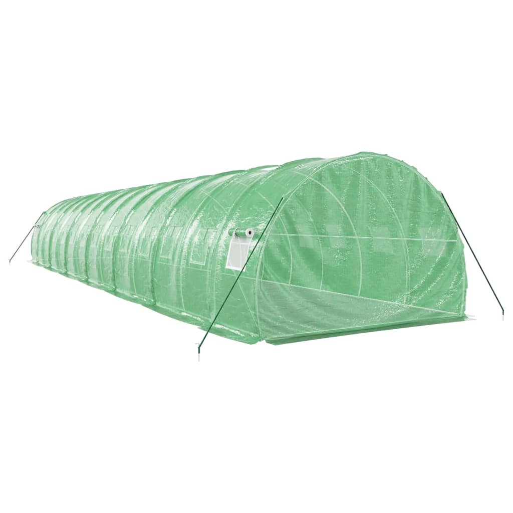 zöld acélvázas melegház 42 m² 14 x 3 x 2 m
