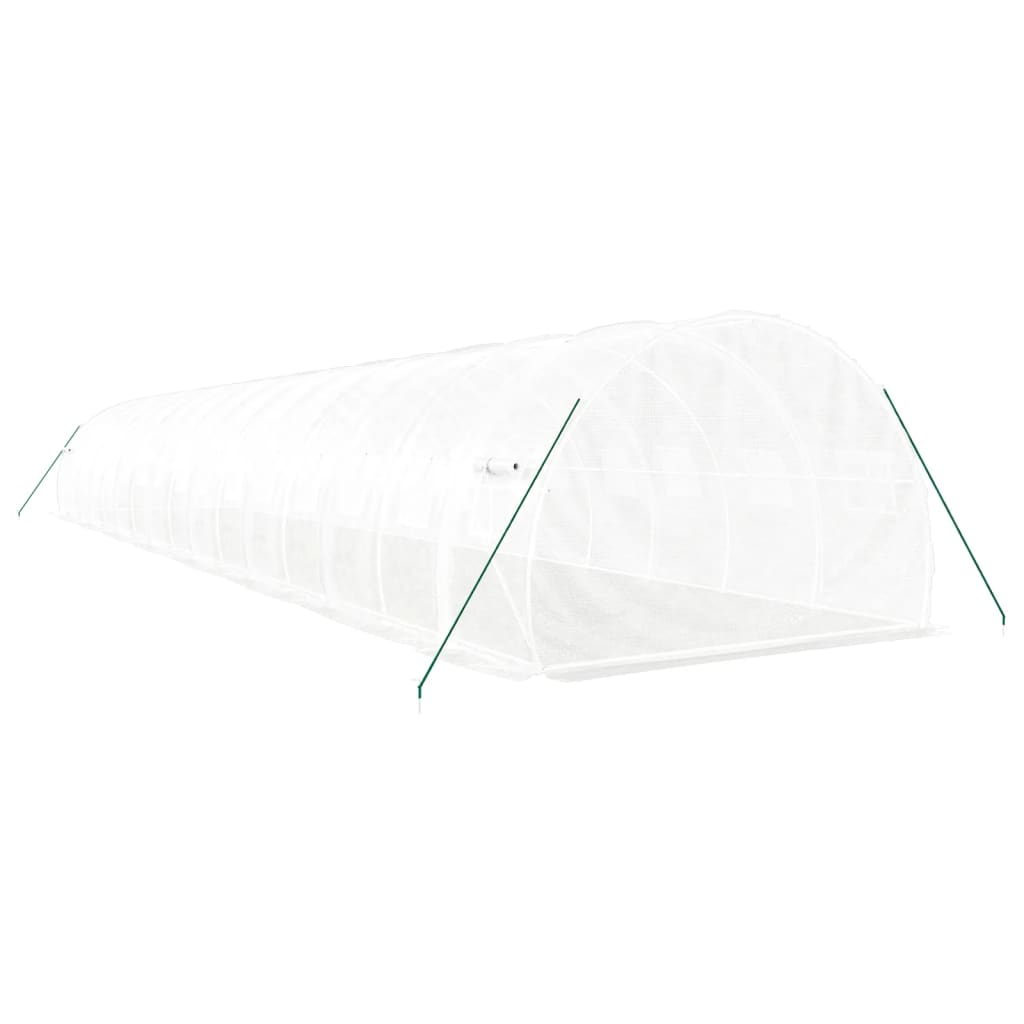 fehér acélvázas melegház 48 m² 16 x 3 x 2 m