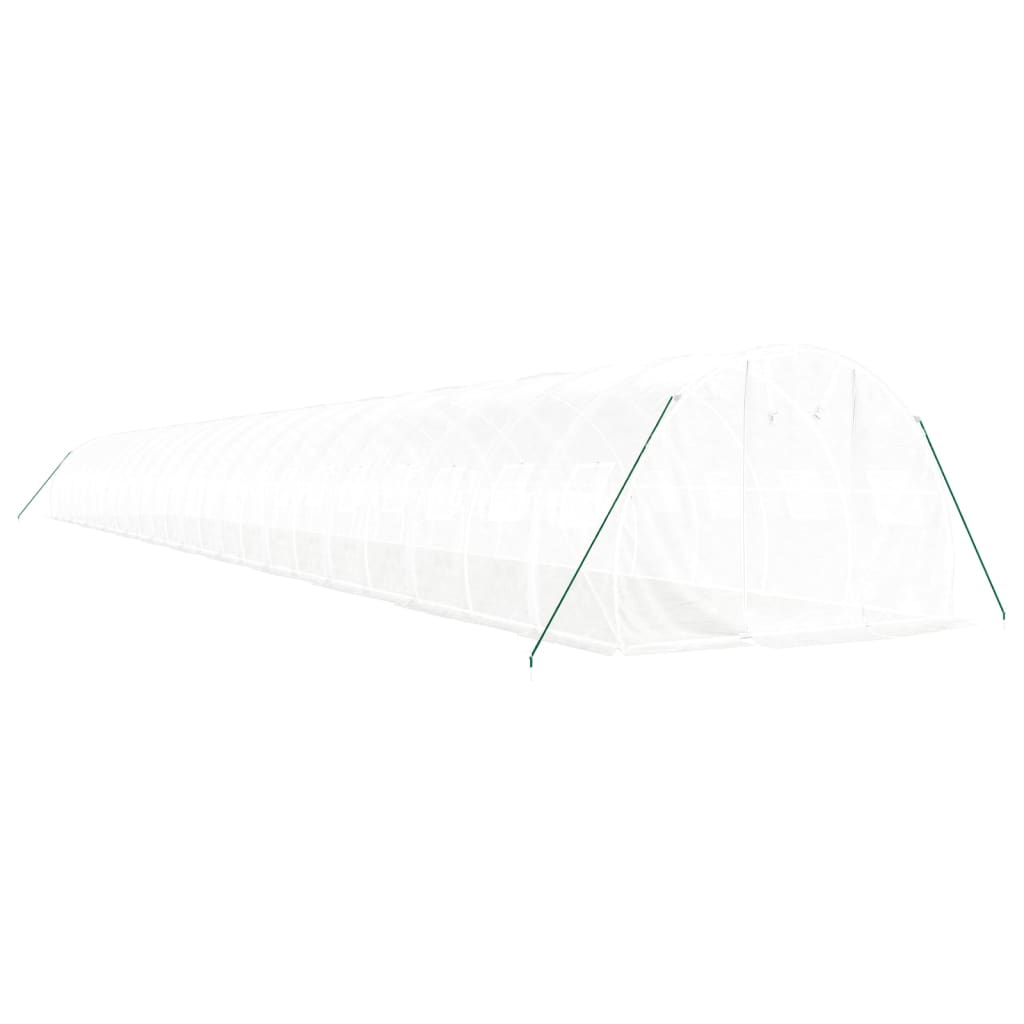 fehér acélvázas melegház 72 m² 24 x 3 x 2 m